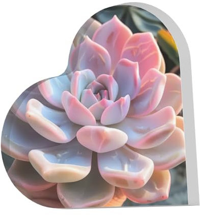 Wunderschöner Sukkulenten-Druck, Acryl-Geschenke in Herzen, quadratische Formen, Heimdekoration und personalisiertes Hochzeitsandenken