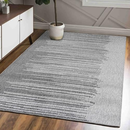 Mazovia Teppich Wohnzimmer 80x150cm Anthrazit Grau Abstrakt Skandinavisch | Teppich für Schlafzimmer Esszimmer Büro Weich Pflegeleicht Tierfreundlich Allergikerfreundlich Fußbodenheizungsgeeignet