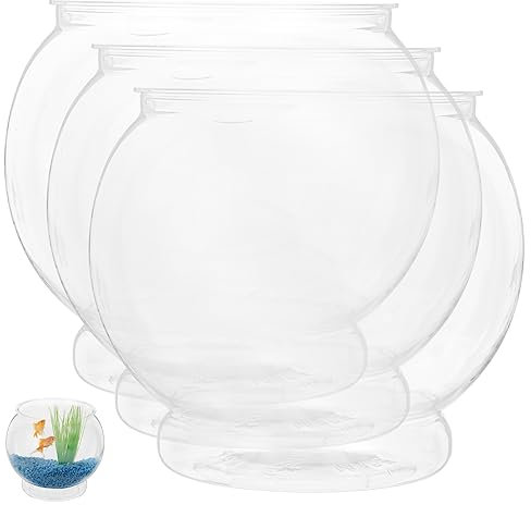 STOBOK 3pcs Transparent Fish Bowl Desktop Aquarium Decor for Home Office Stylish Fish Tank for Betta Turtle Plant