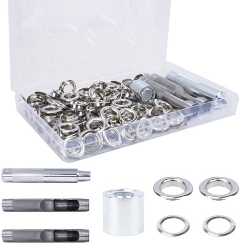FOGAWA 120 Sets Ösen Werkzeug Kit 14mm Ösen Set Metallösen Kupfer Ösen Scheiben Planenösen Grommet Ösen mit Werkzeugset für Leder, Zelte, Markisen, Schuhe