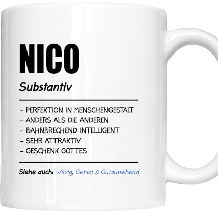Nico Tasse | Mann Junge Namen Vorname Kosename Rufname Kaffeebecher | Definition Nico Geschenk