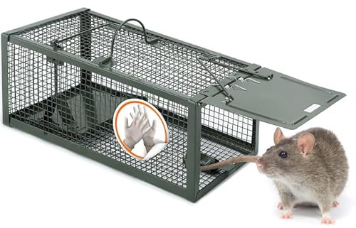 Rapizz Metall Rattenfalle lebend - Inkl. Hygienehandschuhe & Expertentipps I Lebendfalle Ratte Rattenfallen Lebendfallen Ratten Groß I Lebend Falle Rat Trap für Mausefalle Ratenfallen & Mäuse
