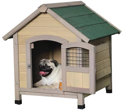 SZKTHD Käfige Hundehütte Aus Massivholz Für Drinnen Und Draußen Wetterfester Unterschlupf Für Haustiere Für Garten Und Terrasse Hölzerne Haustierhütte(85X78X88CM)