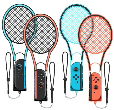 [Fit für Switch 2/1]4-Pack Tennisschläger Handgriffe für Nintendo Switch 2/Switch1/OLED Modell, für Joycon2&1, Griffe Bundle Kit Zubehör für Mario Tennis Aces/Tennis Fever & Switch Sport Tennis