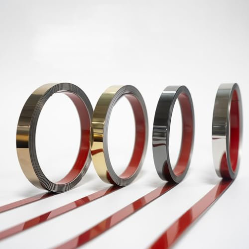 LKYJD 6mm*60m Moldura de Pared Autoadhesiva de Acabado de Acero Inoxidable Espejado, Tira de Metal Autoadhesiva, Suelo, Gabinete, Azulejos, Oro rosa