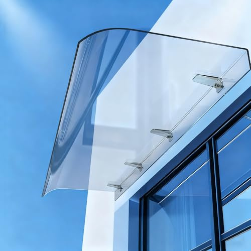 Pensilina Curva Trasparente in Policarbonato - Tettoia per Porta e Finestra, Copriporta Antipioggia, Resistente ai Raggi UV e Agenti Atmosferici, Spessore 3,5 mm 50x50cm