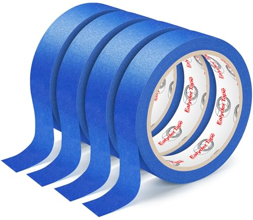 4 Rollen Blaues Maler Kreppband 24mm x 20m Premium Rückstandsfrei | Hochwertiges Abdeckband für Malerarbeiten & DIY. Schützt Oberflächen, lässt sich sauber entfernen ohne Rückstände.