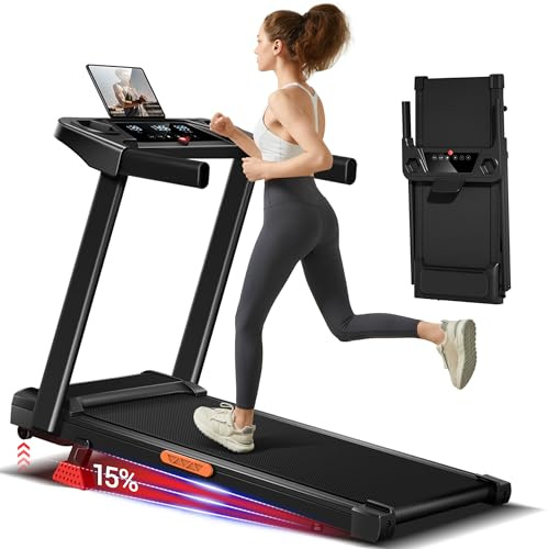 UMAY Tapis Roulant Salvaspazio con Inclinazione 15% | Tapis Roulant Elettrico 12KM/H, Tapirulan Pieghevole da Casa con Motore da 3.0 HP e Display LED, Carico Massimo 160KG