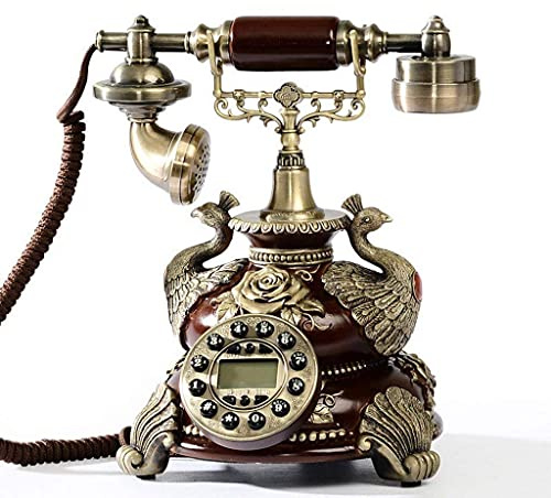 GPDNBIEU, Telefono Replica di linea fissa decorativa antico fisso a pulsante retrò con classico campanello in metallo, telefono filo