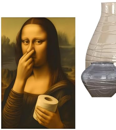 Matoebyr Klassische Mona Lisa Gemälde Auf Leinwand, Lustiges Badezimmer-Poster Mit Mona Lisa, Die Sich Die Nase Zuhält, Für Toilette, Gäste-WC, Wohnzimmer, Studentenwohnheim, Wohnung