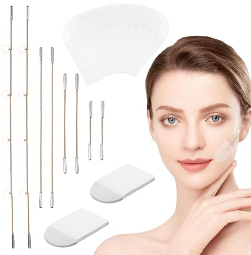 1 Satz Face Lifting Tape,Facelifting Aufkleber Lifting Tapes Gesicht,Instant Invisible Face Lift Sticker, Eye Lift Tape Make-up Gesicht Lift Werkzeuge,20 Flicken + 8 Hebeseile