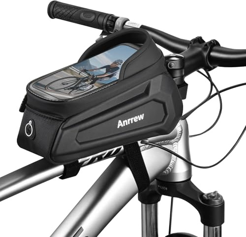 Anrrew Fahrradtasche Rahmen,Eva Handy Halter mit Regenschutz,Top Rohr Frontrahmen Tasche,7,5 Zoll Handy Fahrrad Zubehör Geschenktasche