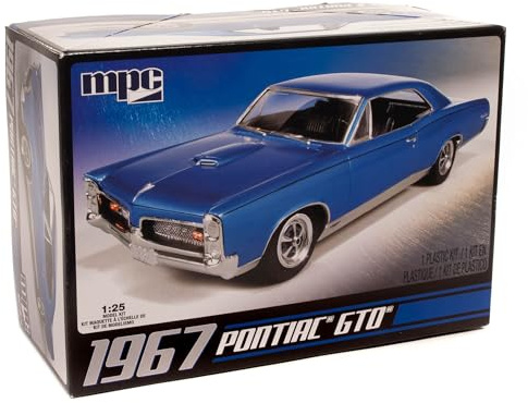 MPC: 1:25 Scale Model Kit - 1967 Pontiac GTO - Blue, 85+ Parts - Skill Level 2, Authentic Vehicle Building Kit, Replica Classic Car, Age 14+
