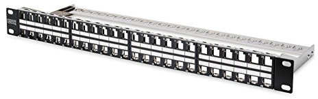 DIGITUS Patchpanel - Modular - Für Keystone-Module - 19-Zoll - 48-Port - Geschirmt - Rack-Montage 1HE - Schwarz