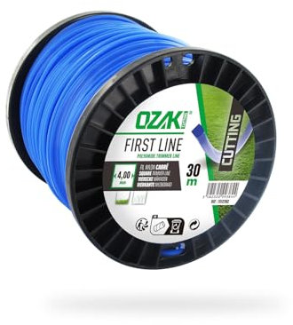 OZAKI - Bobine Fil Nylon Carré - Longueur 30m - Ø 4,00mm - Matières Vierges - Haute Durabilité - Excellente Tenue À L'Œillet