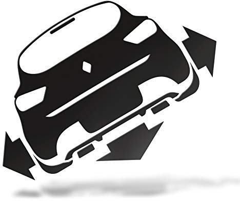 ERREINGE Sticker compatibile per RENAULT CLIO DOWN OUT DUB JDM TUNING NERO Adesivo prespaziato in PVC per Auto Lunotto Finestrino - cm 25