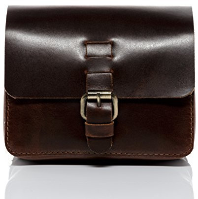 SID & VAIN kleine Hüfttasche echt Leder - Body Bag Heathrow - Festival Tasche mit Schultergurt - Ledertasche Herren und Damen braun handgefertigt