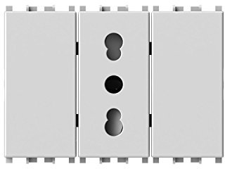 4Box Presa Bipasso con Due Copriforo, compatibile con Vimar Arkè bianca