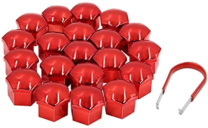sourcing map 20Stücke 17mm Radmutternkappen Radbolzen Radkappen Abdeckungen Verschlusskappe für Autos Rot