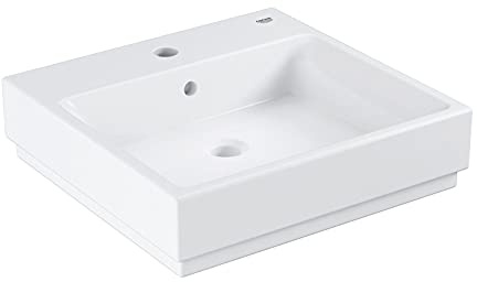 GROHE Cube Keramik | Aufsatzwaschtisch 50 cm - inkl. Befestigungsset | alpinweiß |3947800H