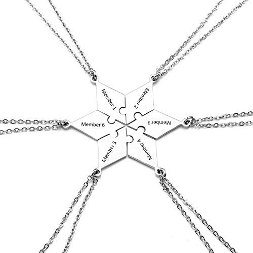 Jovivi Personalisierte Puzzle Anhänger mit Gratis Gravur Hexagramm Stern Pendant Schwester Familie Freundschafts Ketten