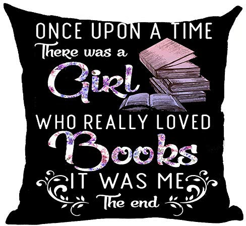 Ramirar Dekorativer Kissenbezug mit violettem Zitat Once Upon A Time There was A Girl Who Really Loved Books für Zuhause, Wohnzimmer, Bett, Sofa, Auto, Baumwollleinen, quadratisch, 45,7 x 45,7 cm