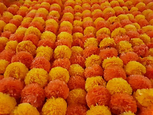 DECORATION CRAFT Light & D.Orange Künstliche Ringelblumengirlande für Partys, Hochzeiten, Diwali, Mehndi Pooja, Festival & traditionelle indische Themen-Dekoration, Heimdekoration, Foto-Requisite,