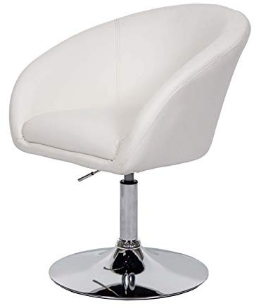 Mendler Esszimmerstuhl HWC-F19, Küchenstuhl Stuhl Drehstuhl Loungesessel, drehbar höhenverstellbar - Kunstleder weiß