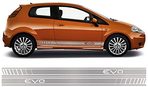 Auto-Dress Set di strisce laterali per Fiat Punto – Motivo Evo (111M nero opaco)