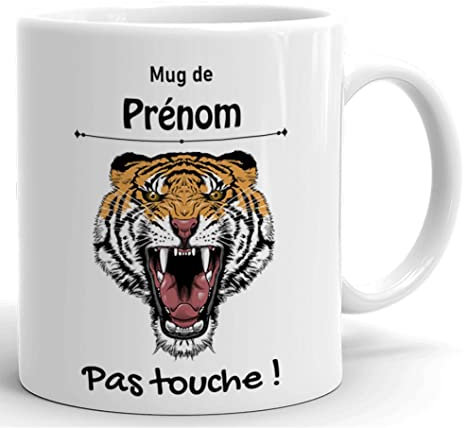 Tasse Mug Humour Personnalisable Prénom - Mug De Prénom, Pas Touche - Cadeau Personnaliser Ado Femme Homme Maman Papa Anniver