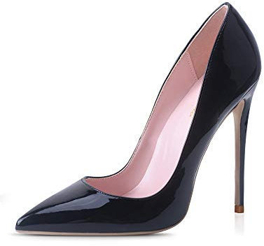 GENSHUO - Scarpe décolleté da Donna, con Tacco Alto a Spillo, Stile Sexy, Slip on, da Festa,Nero,37 EU(7 US)