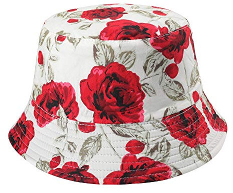 ZLYC Mujer Hombre Sombrero Pescador Impresión Sombrero del Cubo Gorro de Pescador (Rosa Blanca),Talla única