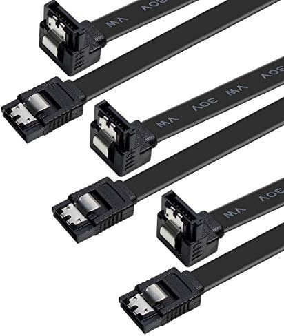BENFEI Cavo SATA III, 3 Confezioni Cavo, 6 Gbps ad angolo retto di 90 gradi con chiusura di bloccaggio, 18 pollici, per SATA HDD, SSD, CD Driver, CD Writer, nero