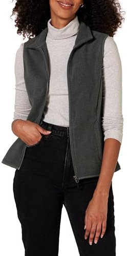 Amazon Essentials Chaleco en Suave Forro Polar de Corte Clásico (Disponible en Tallas Grandes) Mujer, Carbón Mezcla, XXL