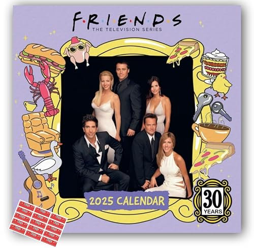 Friends Calendar 2025 Square Wall Calendar Gift Present with Free Organising Stickers included