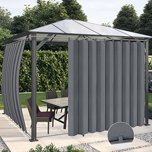 OutdoorLines Lot de 2 panneaux de rideaux d'extérieur imperméables pour terrasse, panneaux de rideaux coupe-vent avec languettes de dessus pour gazébo, ensemble de rideaux d'extérieur occultants pour