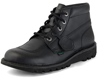 Kickers Unisex Leather Alternative Kick Hi Classic Ankle Boots | Plant Based Material | Extra Comfortable | Added Durability | Premium Quality, Black, 11 UK