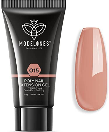 Modelones Polygel kit Ongle Gel UV Complet 50g Faux Ongles Extension Naturel Nude Construction Vernis Semi Permanent Quick Building Extender Gel Kit pour Manucure Nail Art Debutant