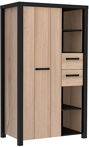 Newroom Highboard Sonoma Eiche und Schwarz Kommode Modern Industrial - 90,1x156,7x52,3 cm (BxHxT) - Sideboard Regal Anrichte - [Colaro.Three] Wohnzimmer Wohnstube Büro