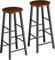 tectake® Barhocker 2er-Set, runder Bistrohocker im Industrie-Design, 72,5 cm hoch, Vintage Barstühle mit Fußstütze, Sitzfläche aus MDF Holz, schwarzes Metallgestell (Industrial Dunkelbraun)