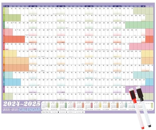 VEYLIN Academic Wall Planner 2025-2026, JULY 2025- JULY 2026 Wall Calendar A1 Yearly Planner With Stickers A1 Large 85cm X 62cm