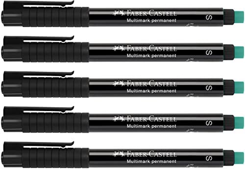 FABER-CASTELL 205020 - Marker Multimark S 152399, permanent, schwarz, 5 Stück