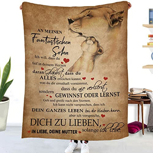 Tospass Kuscheldecke Personalisierte Decke An Meine Sohn Decke Von Mama Flanell Briefdecke Positiv Ermutigen Nachricht Brief Decke Tv-Decken Weiche Fleecedecke für Sofa Reisen 150x200 cm