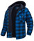 MAGCOMSEN Herren Kariert Winterjacke Outdoor Flanellhemd Plaid Kapuzenhemd Baumwolle Lässige Karohemd Männer Langarm Arbeit Hemd Hoodie Winter Frühling Gesteppt Jacke mit Multi Taschen Blau L
