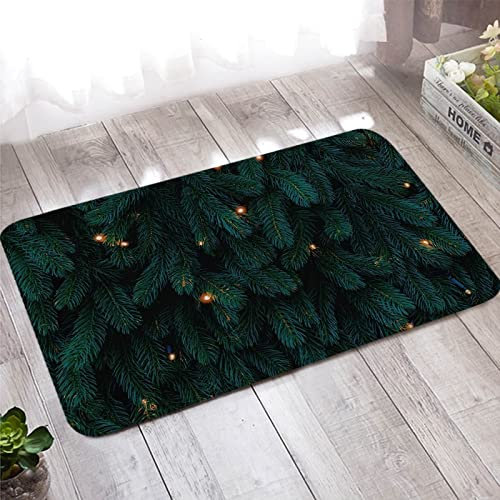 Fussmatte Innen, Teppich Schlafzimmer 40X60cm Grün Tannenzweige für Stark Frequentierte Bereiche Außerhalb des Hauses