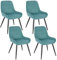 WOLTU Esszimmerstühle 4er Set, Polsterstuhl Samt, Küchenstuhl gepolstert, Akzentstuhl für Wohnzimmer Schlafzimmer Küche, ergonomischer Stuhl mit Rückenlehne, Türkis, BH331ts-4