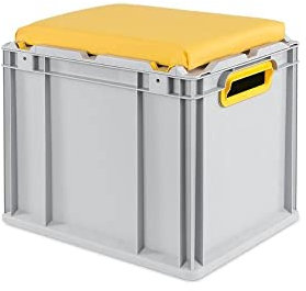 PROREGAL Eurobox NextGen Seat Box Gelb | HxBxT 36,5x30x40cm | 30 Liter | Griffe offen | Eurobehälter, Sitzbox, Transportbox, Transportbehälter, Stapelbehälter