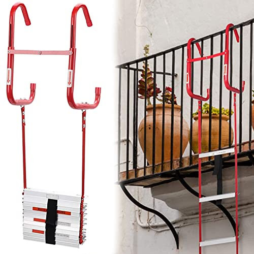 ROGHA Feuerleiter, Strickleiter Maximale 450 kg Belastbarkeit, Feuerleiter mit Edelstahlhaken, NotRettungsleiter Fluchtleiter Sicherheitsleiter, Perfekt Für Fenster Und Balkon,24FT/7.5M