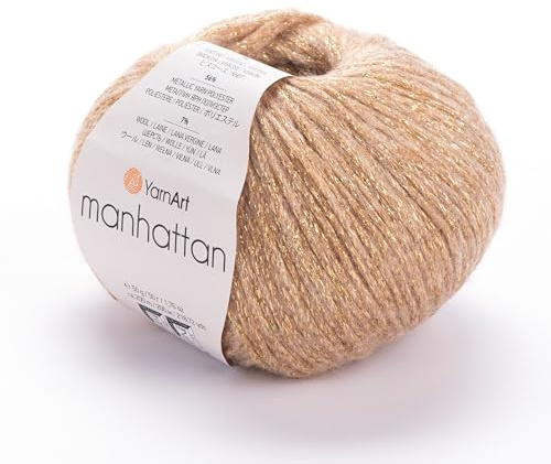 YARNART Manhattan - Sparkle & Metallic Glitter Yarn, 911 Yds (2.17 Oz), Acrylic & Wool Blend
