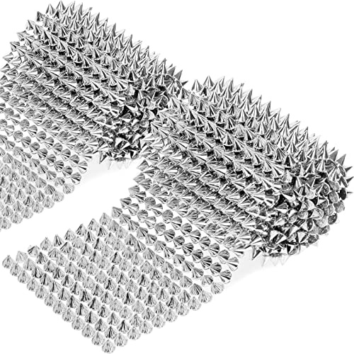 Swpeet 2 Yards Silber Nähen auf Spike Stud Set, Kegel Baum Spike Nieten Flache Rückseite Punk Rock Trim Perle Dekor für Punk Stil Kleidung DIY Handwerk